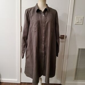 Eileen Fisher Long Sleeve Shirt Dress in Taupe